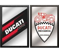 Set: 2 Specchi Duplicati Emblema Ducati Marca Auto Decorazione 20x30 Cm Quadri