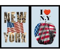 Set: 2 Spiegelbilder New York Big Mela Immagine 20x30 CM Deco Murales Retrò