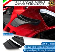 SET 2 SPOILER ALI LATERALI ADESIVI CARBON LUCIDO CARENA MOTO PER MALAGUTI RTS 50