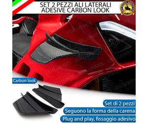 SET 2 SPOILER ALI LATERALI ADESIVI CARBON LUCIDO CARENA MOTO PER PIAGGIO FLY 50