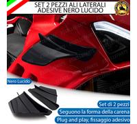 SET 2 SPOILER ALI LATERALI ADESIVI NERO LUCIDO CARENA MOTO PER SYM SHARK 125