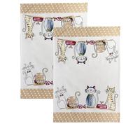 SET 2 STROFINACCI CUCINA MOTIVO GATTI COTONE LAVABILI IN LAVATRICE IDEE REGALO D