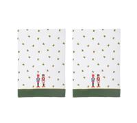 Set 2 strofinacci Schiaccianoci Natale bianco in cotone