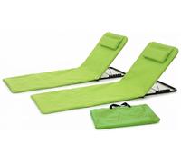 Set 2 Stuoie da Mare verdi Richiudibili lettino con Schienale Regolabile Cuscino