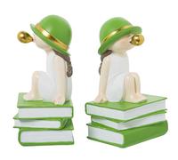 SET 2 SUJETALIBROS RESINA CHICA C/CHICLE BLANCO/VERDE_11X9X19CM