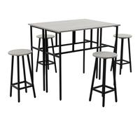 Set 2 Tavoli Alti 100x40x90 cm e 4 Sgabelli Grigio