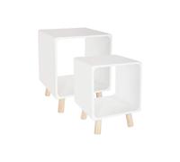 Set 2 Tavolini Bassi In Legno Bianco