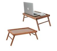 Set 2 Tavolini da Letto Pieghevole, Vassoio da Poltrona, Colazione, Pieghevole in Legno Faggio, Gambe Ripiegabili, 33x50x21.5hcm (Noce)