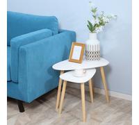 Set 2 Tavolini da Salotto Impilabili Stile Nordico con Gambe in Legno, Bianco