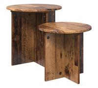 Set 2 Tavolini Legno Ingegnerizzato Design Moderno per Soggiorno e Camera | Legno ingegnerizzato resistente, finitura chiara neutra, linee pulite minimaliste, uso insieme o separati, facile