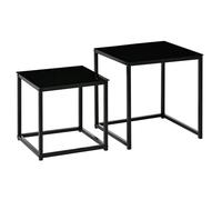 Set 2 Tavolini Moderni Piani in Vetro Temperato Nero