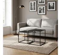 Set 2 Tavolini Quadrati Acciaio 40x40/35x35 Nero DecHome