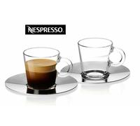 Set 2 tazze in vetro e piattini in acciaio inox NESPRESSO VIEW nuovissimo