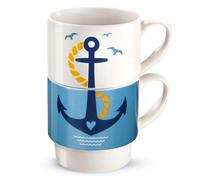 SET 2 TAZZE MUG IMPILABILI ANCORA PORCELLANA 330 ML