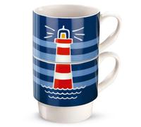 SET 2 TAZZE MUG IMPILABILI FARO PORCELLANA 330 ML