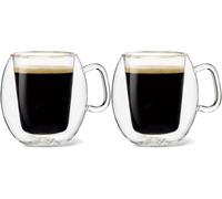 Set 2 Tazze termiche 30cl doppia parete in Vetro cappuccino caffe Borosilicato