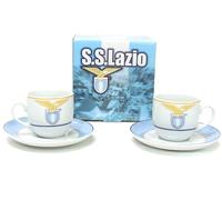 SET 2 TAZZINE CAFFE' + 2 PIATTINI SS LAZIO PRODOTTO UFFICIALE GIFT BOX TOGNANA