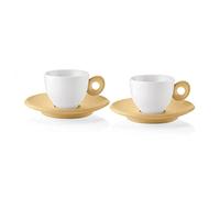 Set 2 Tazzine Caffè con Piattino Everyday Guzzini 081700211 Porcellana Bianco Giallo Senape Lavastoviglie
