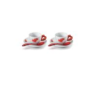 Set 2 tazzine con piattino guzzini collezione love rosso 11410065