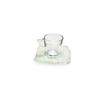 Set 2 Tazzine Caffè o The in Vetro, con 2 Piattini in Plastica, Set Omada Design