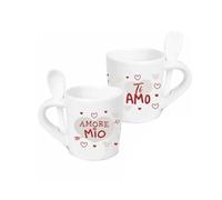 VARZI Set 2 Tazzine Da Caffè Dedica San Valentino Con Cucchiaino