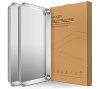 Set 2 Teglie da Forno in Acciaio Inox Teglia per Pizza Professionale Teglia