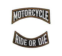 Set 2 Toppe Moto Biker Motorcycle Ride or Die Ricamate Termoadesive - Patch Cucibili Per Gilet e Giubbotti Pelle - Ricamo 3D Old School Custom Club Rockers Vintage Style fai da te.