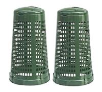 Set 2 Trespoli Bidone Verde + 10 Sacchi Spazzatura Omaggio da Esterno 100 Litri con Coperchio e Anello Fermasacco contenitore cestino in Plastica Traforata Anti Odore per Giardino e Differenziata,
