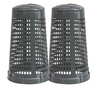 Set 2 Trespoli con Coperchio Anello Fermasacco cestino Bidone da Esterno 100 LT