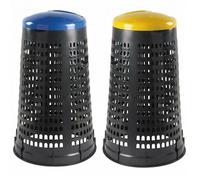 Set 2 Trespoli con Coperchio Anello Fermasacco cestino Bidone da Esterno 100 LT