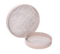 Set 2 Vassoi Rotondi da Cucina in Legno Naturale