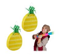 Set 2 x pignatta a forma di ananas Pentolaccia gialla Gioco da festa 59 cm