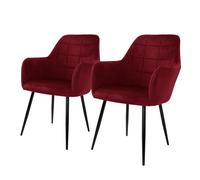 Set 2 x sedie da pranzo poltrone in velluto imbottite retro per cucina bordeaux