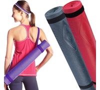 Set 2 x Tappetini Yoga Antiscivolo 175 x 60 cm Materassini Allenamento Fitness