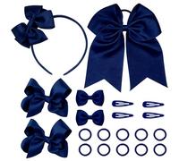 Set 20 Accessori per Capelli Bambina, Blu Navy, Fermagli, Cerchietto, Elastici per Coda di Cavallo per Bambini e Ragazze - Compleanno, Natale