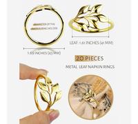 Set 20 anelli tovaglioli oro con decorazione foglia per pranzo per allestimento