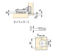 Kit cerniera collo dritto X91 con chiusura ammortizzata e basetta