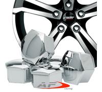 SET 20 COPRI BULLONI 17 CROMATI CERCHI RUOTE AUTO SIMONI RACING CON ESTRATTORE
