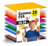 Set 20 Fogli Gomma Eva, Colori Assortiti, Formato 20x30 cm, 15 Colori Diversi, Ideale per Fai da Te, Scuola, Lavoretti Creativi, Hobby e Uso Artistico - Ofituria (Senza Glitter)