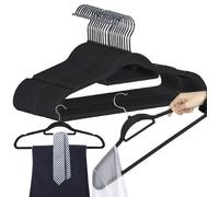 Set 20 Grucce Appendiabiti in Plastica e Velluto per Pantaloni Camicie Nere
