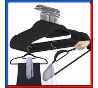 Set 20 Grucce Appendiabiti in Plastica e Velluto per Pantaloni Camicie Nere