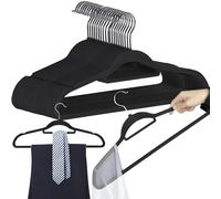 Set 20 Grucce Appendiabiti in Plastica e Velluto per Pantaloni Camicie Nere