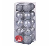Set 20 palle di Natale argento assortite Ø 6 cm, lucide, satinate e glitterate, Santa's House