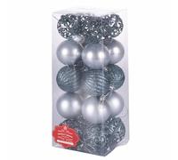 Set 20 palle di Natale blu/argento assortite Ø 6 cm, lucide, satinate e glitterate, Santa's House