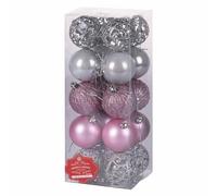Set 20 palle di Natale rosa/argento assortite Ø 6 cm, lucide, satinate e glitterate, Santa's House