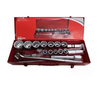 SET 20 PZ BUSSOLE POLIGONALI MIS. 19-50 + PROLUNGHE + CRICCHETTO 3/4" Cr-V KRINO