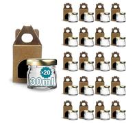 Set 20 Vasetti di Vetro 30 ml con Coperchio + 20 Scatole con Finestra - Barattoli per Marmellata, Miele e Bomboniere | Espirito Rebelde