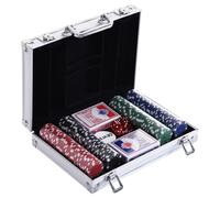 Set 200 Fiches da Poker 2 Mazzi di Carte e Pulsante Dealer con Valigetta
