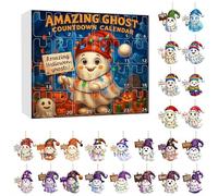 Set 2025 di ornamenti per Halloween 2D, per conto alla rovescia, in acrilico, fatto a mano, con gnomo di Halloween, per decorare la casa e le vacanze (G)