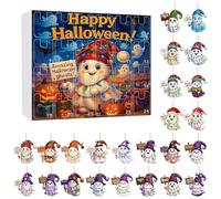 Set 2025 di ornamenti per Halloween 2D per conto alla rovescia, in acrilico, spaventoso, fatto a mano, con gnomo per Halloween, decorazione per la casa e le vacanze (F)
